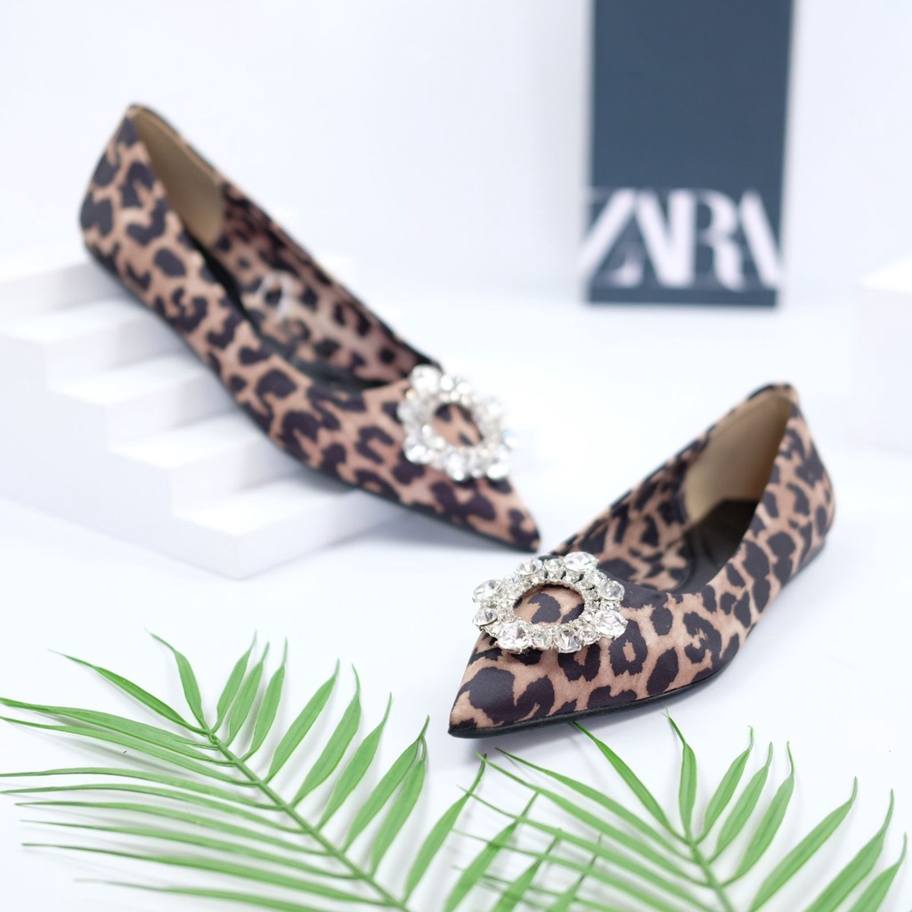 [7.7 Boombastis Sale⚡] - SEPATU WANITA ZS416 LEOPARD FLAT SHOES PREMIUM IMPORT