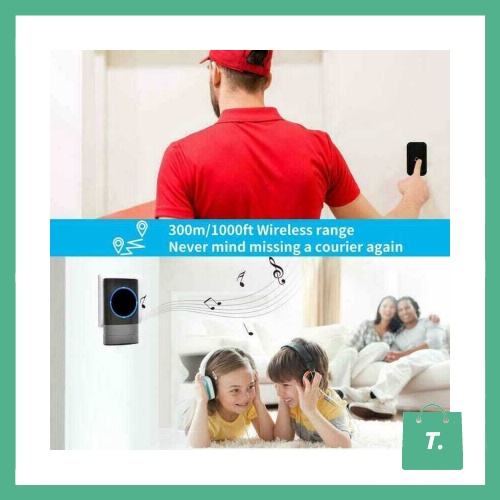 Aibont Bel Pintu Wireless Doorbell Led 45 Tunes 2 Receiver 1 Transmitter - TE402S5