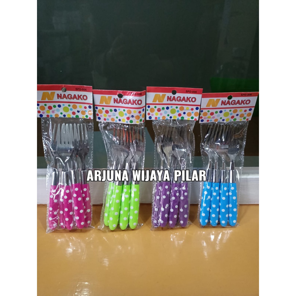 Sendok / garfu polkadot isi 6 pcs +bubblewrap