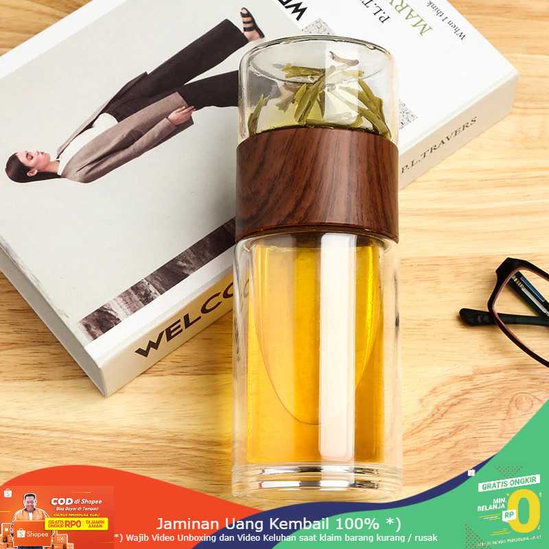 (BISA COD) RVOSTR  Botol Minum Penyaring Teh Double Wall 230ml - X9001