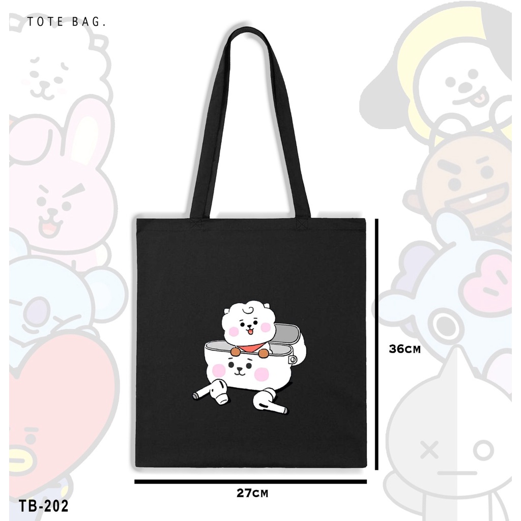 TAS WANITA/TOTE BAG KARAKTER BTS 21 /GAMBAR LUCU/REAL PICTURE/BISA UNTUK KULIAH/TAS IMPORT