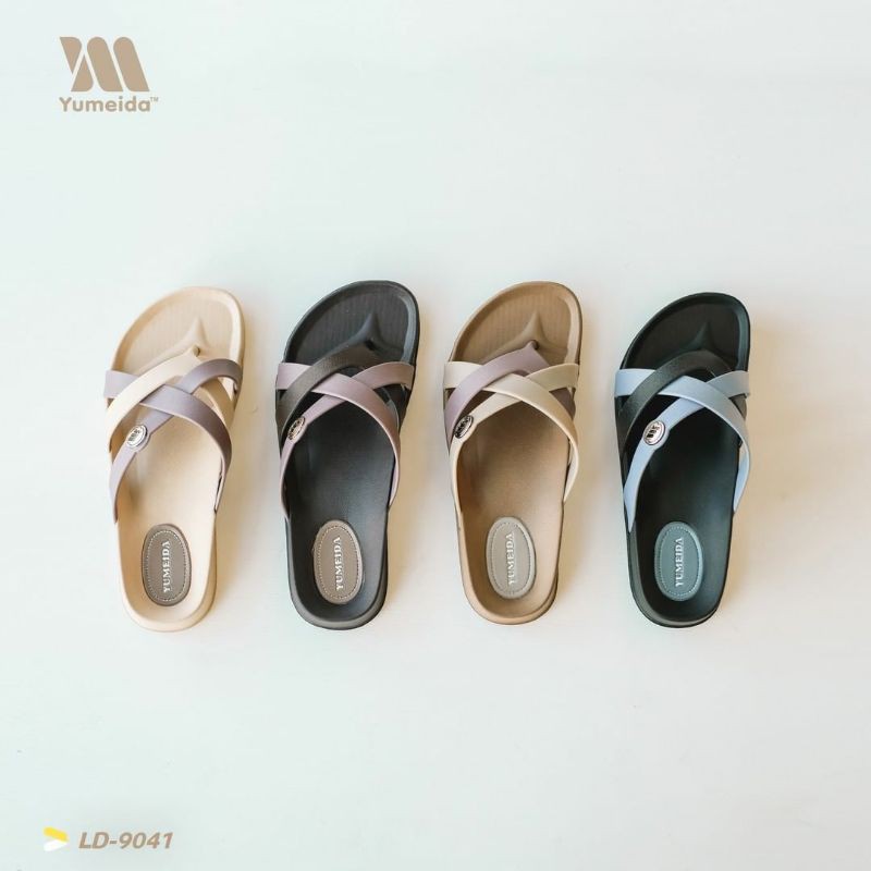 New Sandal Karet Wanita Yumeida Jepit Tali Silang LD 9041 L