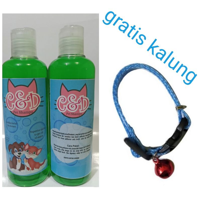 Paket Murah Shampo Kucing dan Anjing 250ml gratis Kalung Kucing Polos Lonceng