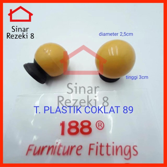 Handle Tarikan Coklat Plastik 89 Cokelat Knob Bulat Laci Pintu Lemari