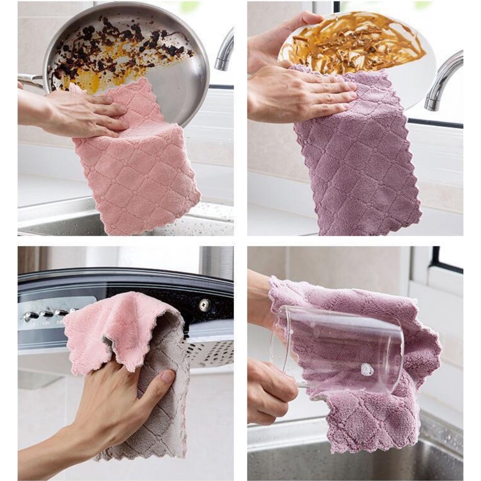 Kain Lap Microfiber Anti Minyak Kain Lap Cuci Piring Kain Lap Kotoran Dapur Serap Air Satu7an RT-74-KL2