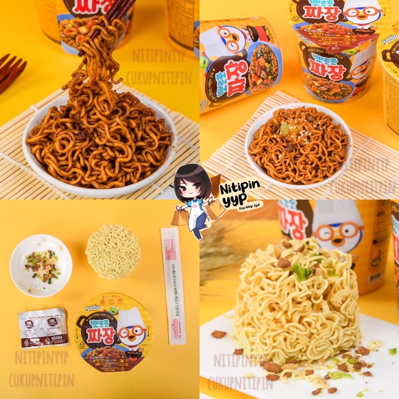 [ASLI KOREA] Paldo Pororo Noodle Jjajang / Spaghetti - Mie Jajangmyun Mie Cup Anak (65gr)