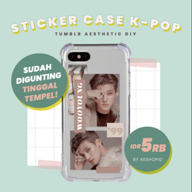 DIY sticker case Ateez set stiker hp kpop tumblr aesthetic wooyoung yunho jongho seonghwa yeosang