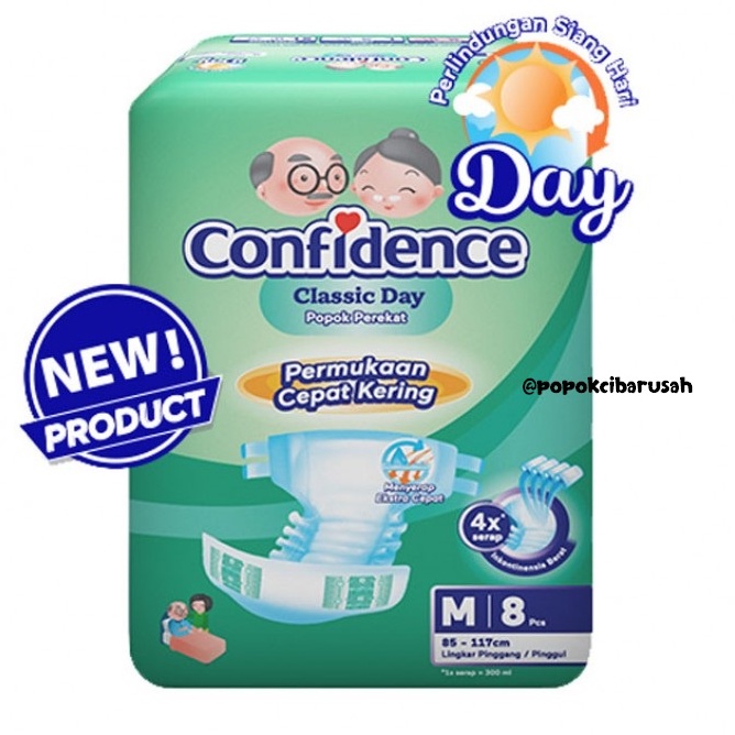 Confidence Adult Classic Day Popok Dewasa/M8/L7/XL6/popokcibarusah