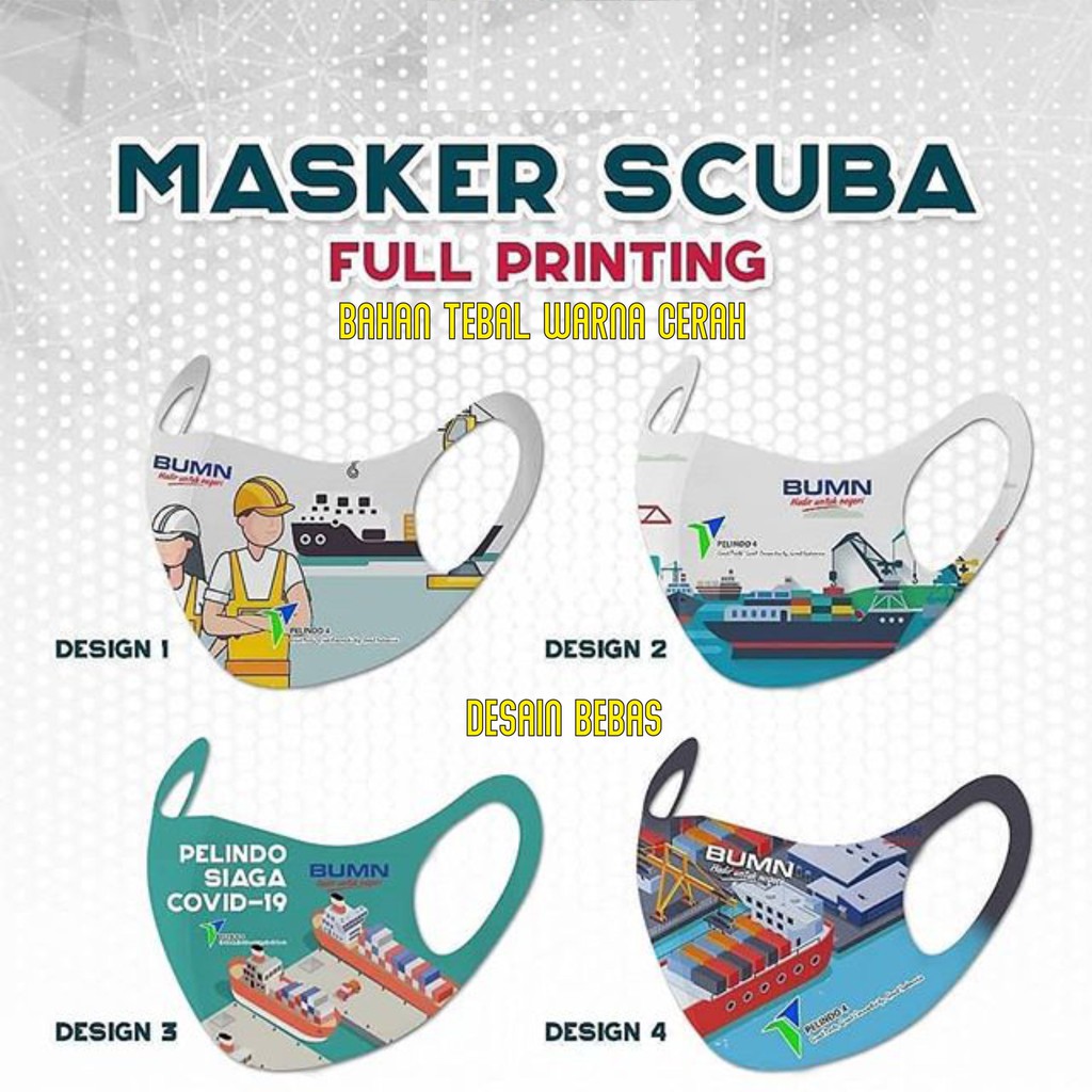Custom Masker Scuba Sablon Full Print Tebal