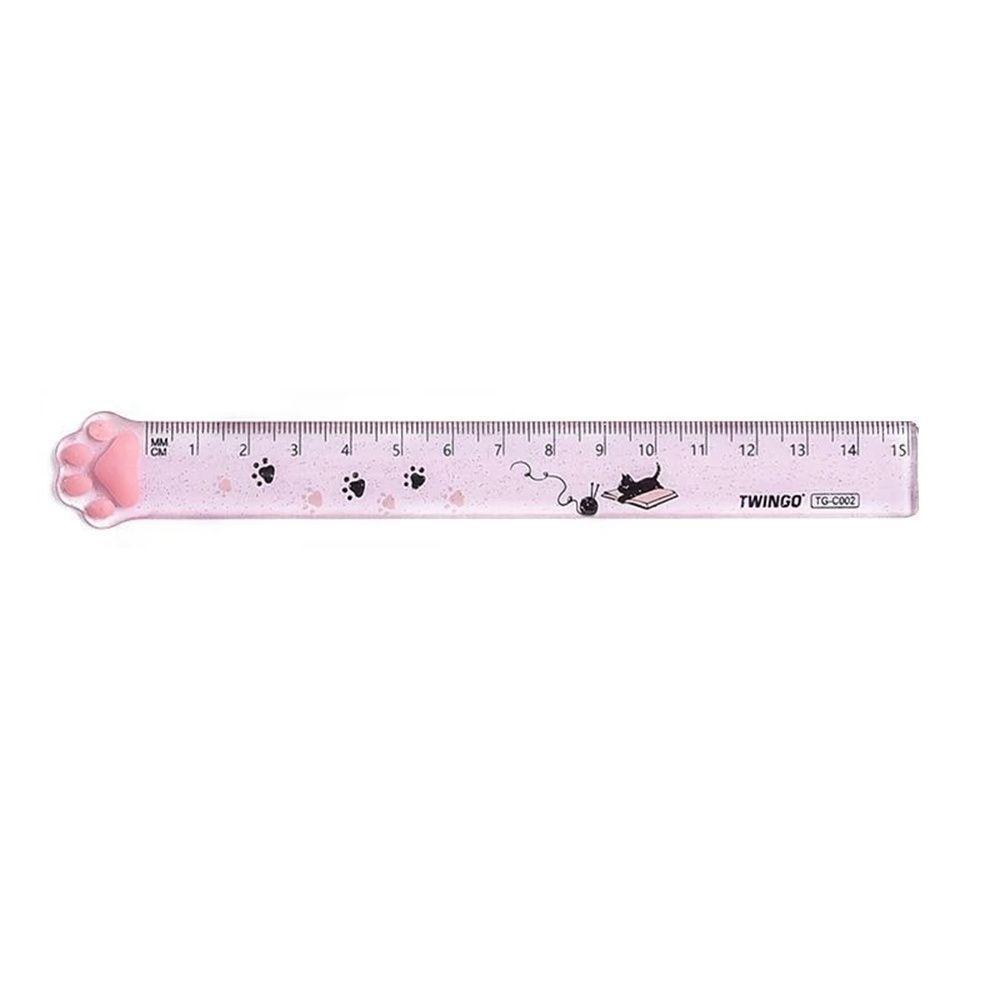 Penggaris Lurus Agustina Kawaii Lucu 15cm Plastik Hadiah Anak Lukisan Cats Claw Ruler