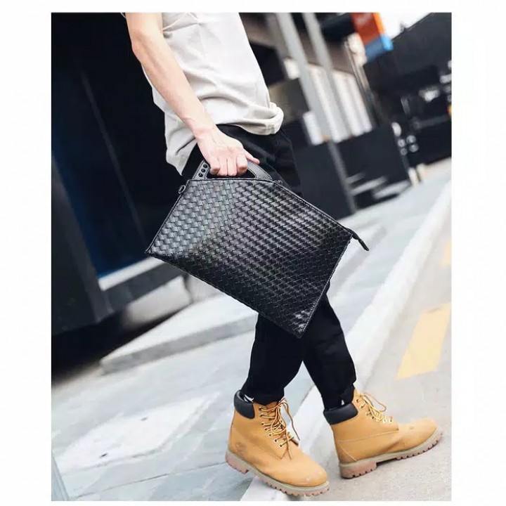 leather Black Clutch Bag / Hand Bag for Men L017