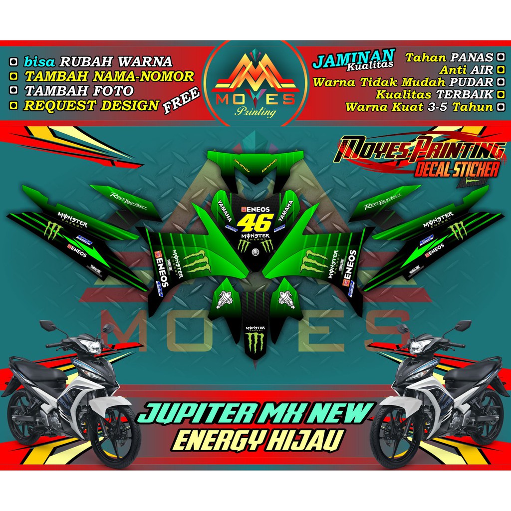 Jual Sticker Motor Decal Motor Decal Sticker Full Body Yamaha Jupiter Mx New 135 Energy Hijau Indonesia Shopee Indonesia
