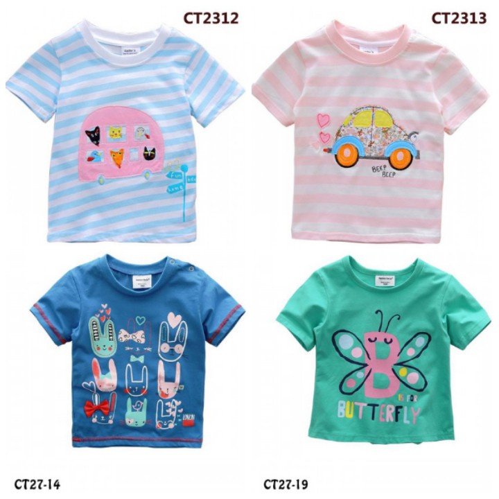 KAOS ANAK PEREMPUAN LENGAN PENDEK MOTIF LUCU CT23 / CT27 / CT90