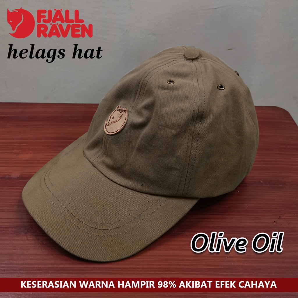 TOPI OUTDOOR FJALLRAVEN HELAGS CAP HAT NEW REPLIKA / TOPI MODEL BISBOL PENDAKI PRIA WANITA-OLIVE OIL