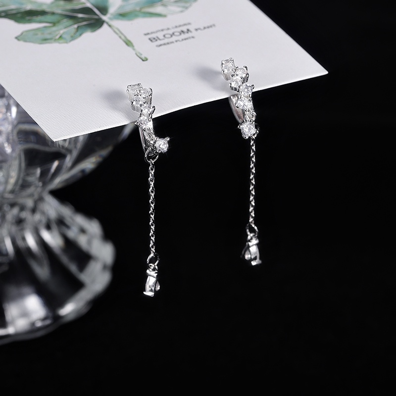 Elegant Zircon Drop Dangle Earrings Anting Fashion Crystal Silver Hoop Earring for Women Lady Jewelry Wedding Gift