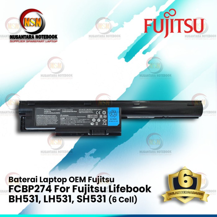 Baterai Laptop FUJITSU Lifebook BH531, LH531, SH531 (6 CELL) OEM