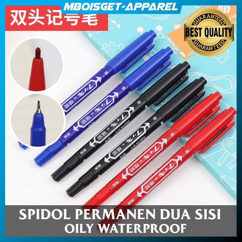 

MBOISGET - PREMIUM SPIDOL PERMANEN DOUBLE TIP Dual Head Marker DUA SISI OILY WATERPROOF IMPORT DUAL SIDE FINE ART MARKER DOBLE TIP UJUNG