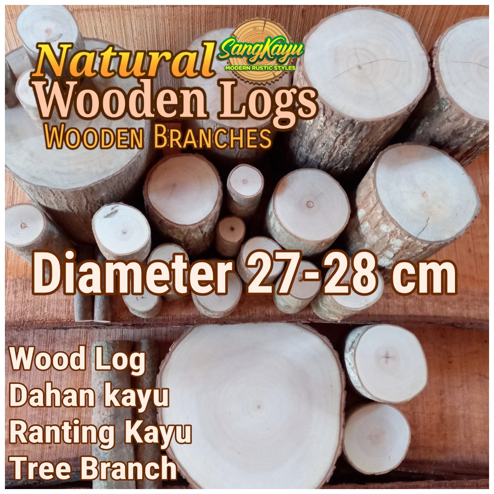 Kayu log kayu Dm 27-28 cm talenan bahan meja samping dekorasi hiasan