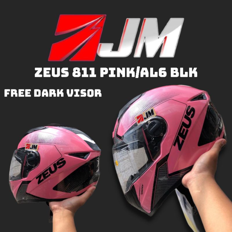 Zeus 811c PINK/AL6 BLK Helm Harian Touring Merah Muda
