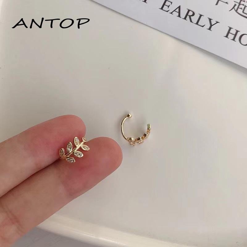 Anting Klip Tanpa Tindik Bentuk Daun Pohon Adjustable