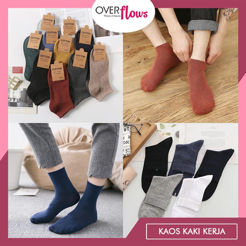 OVERFLOWS.ID Kaos Kaki Cowok Cewek Cotton Import Kaos Kaki Kerja Diatas Mata Kaki Pria