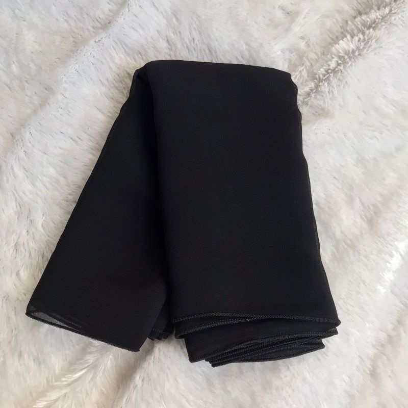 Selendang bali 2,5 m | Selendang crep cerah warna warni-Hitam