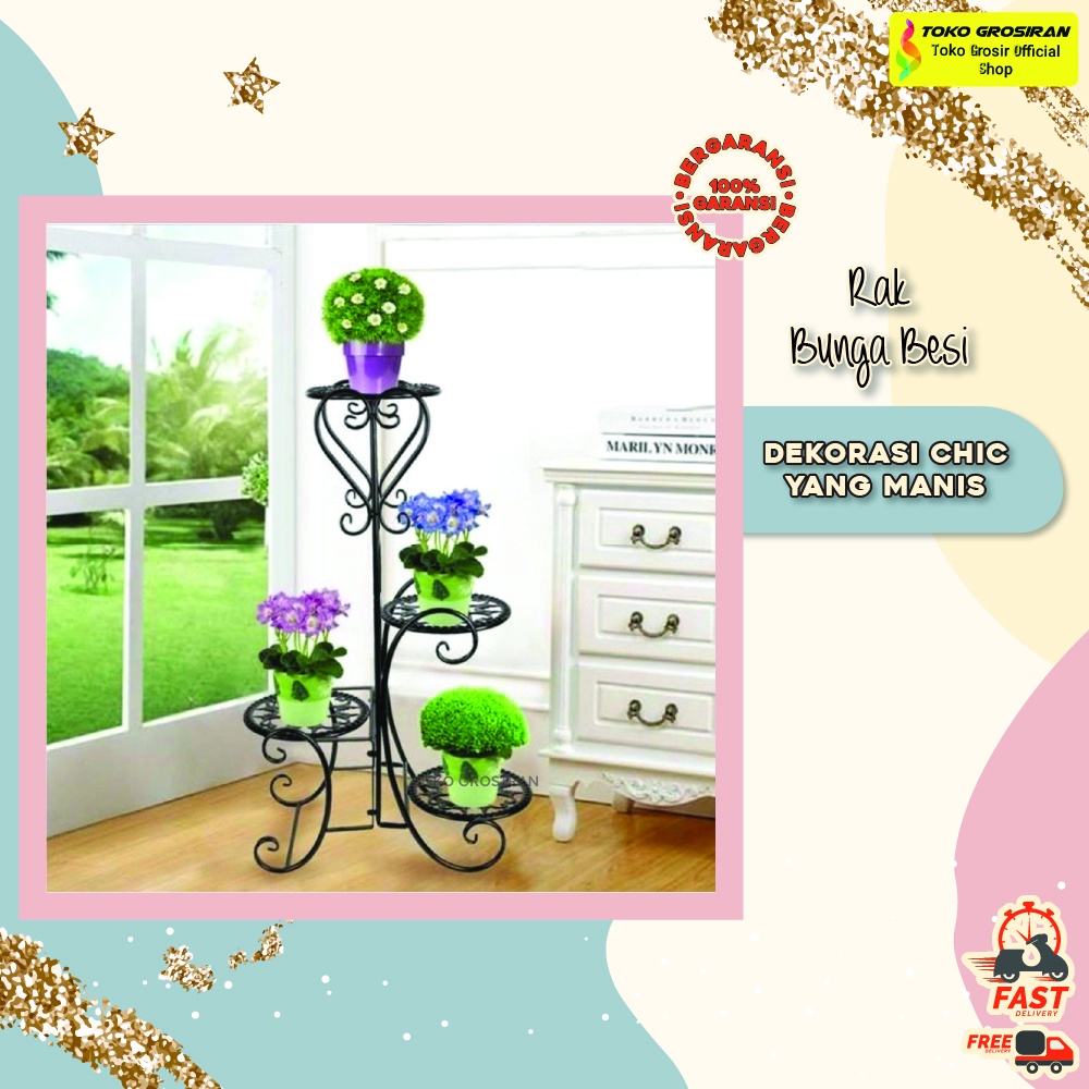 Rak Bunga Besi Standing Pot Rak Bunga Besi Susun Besi Pot Bunga Vas Rak Bunga Susun