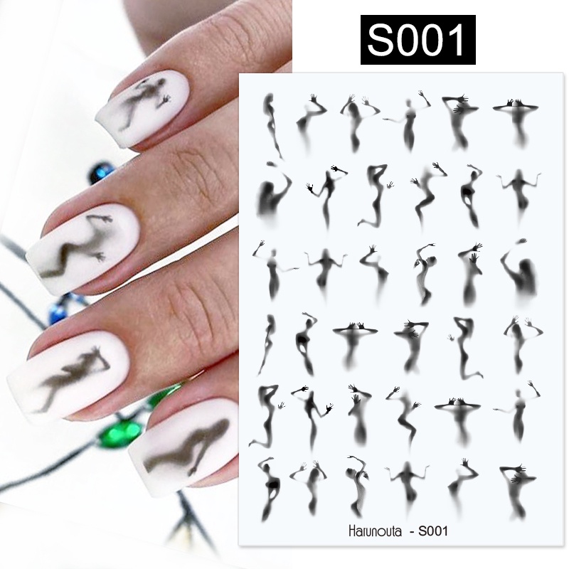 Harunouta 1 Lembar Stiker Kuku 3D Motif Hati / Daun Warna Ungu Untuk Dekorasi Nail Art DIY