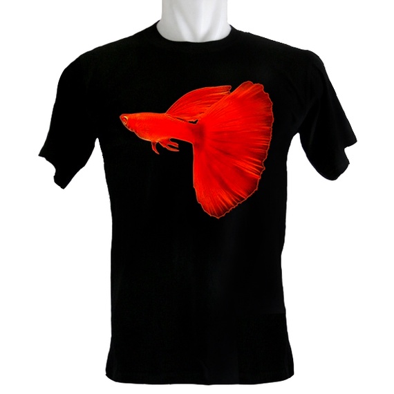 Indoshirt - Kaos Ikan Guppy Super Red - Bahan Katun - Kerah O - Ukuran 3XS sampai dengan 3XL - Banya