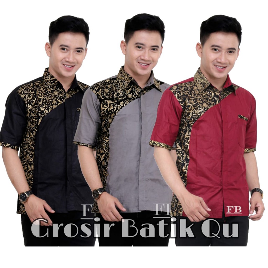 Bswart Batik Hrb026 Kenongo Hem Pendek Padi Pekalongan M L Xl Batik Pria Murah Modern Grosir