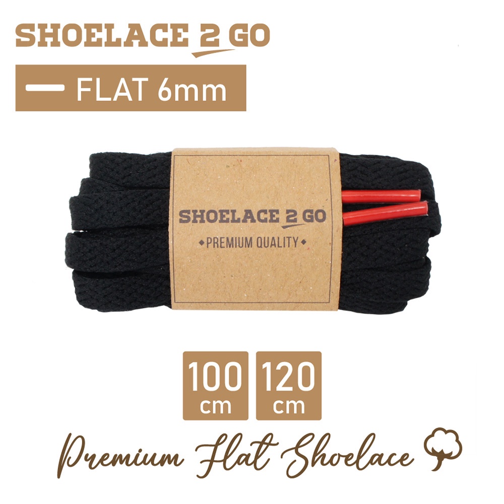 SHOELACE 2 GO PREMIUM TALI SEPATU GEPENG PIPIH FLAT B3 - BLACK