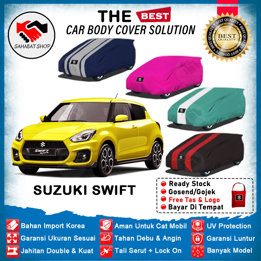 Sahabat Body Cover Mobil Swift / Sarung Penutup Swift Outdoor 2008 2009 2010 2011 2012 2013 / Tutup Selimut Mantel Pelindung Jas Kerudung Kelambu Mantol Kerodong Terpal Pembungkus Suzuki Swift Anti Air Waterproof Model Biru