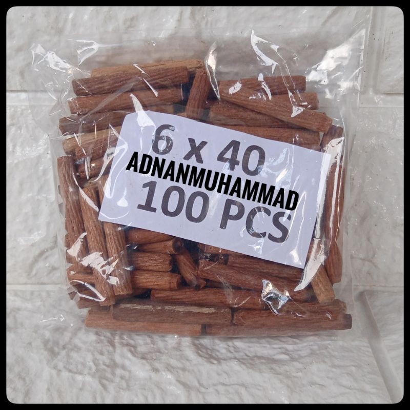 Kayu dowel bulat stik paku kayu 6 x 40mm 100pcs