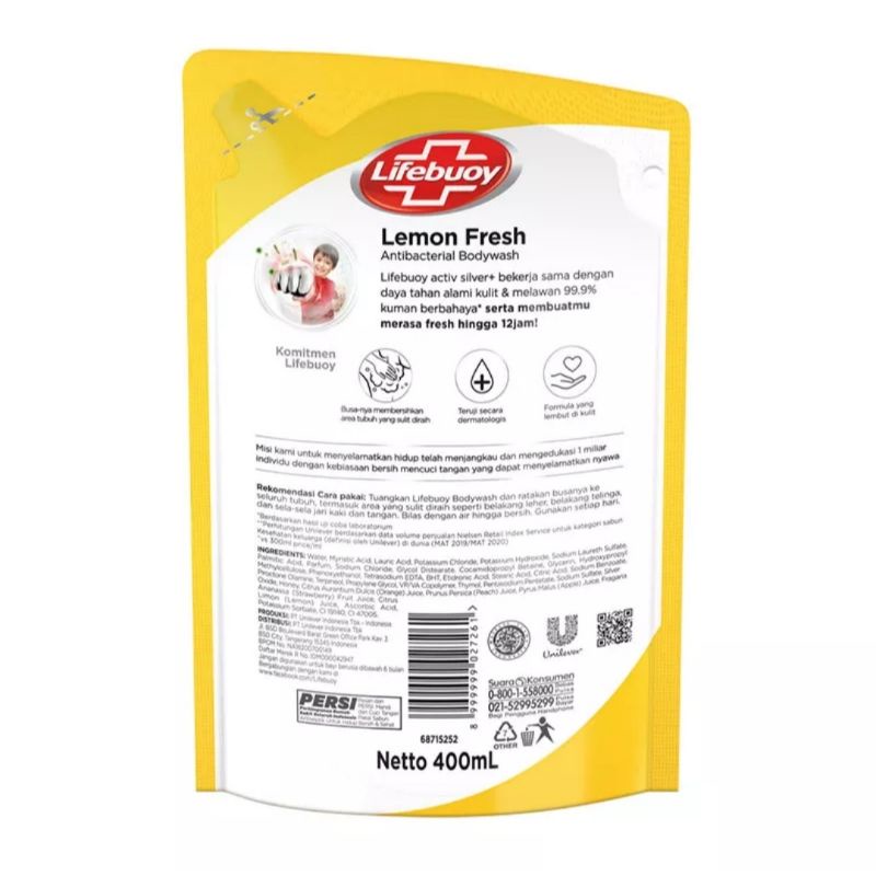 LIFEBUOY Sabun Mandi Cair Lemon Fresh Pouch 400ml