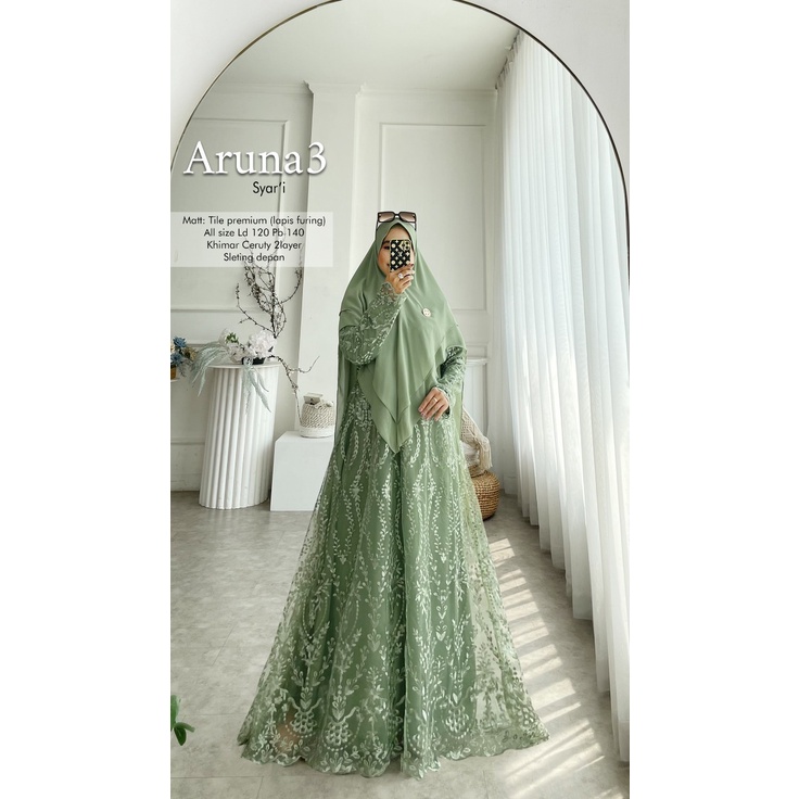 Khadijah Humaira Gamis Syari Jumbo Brokat Tille Aruna3