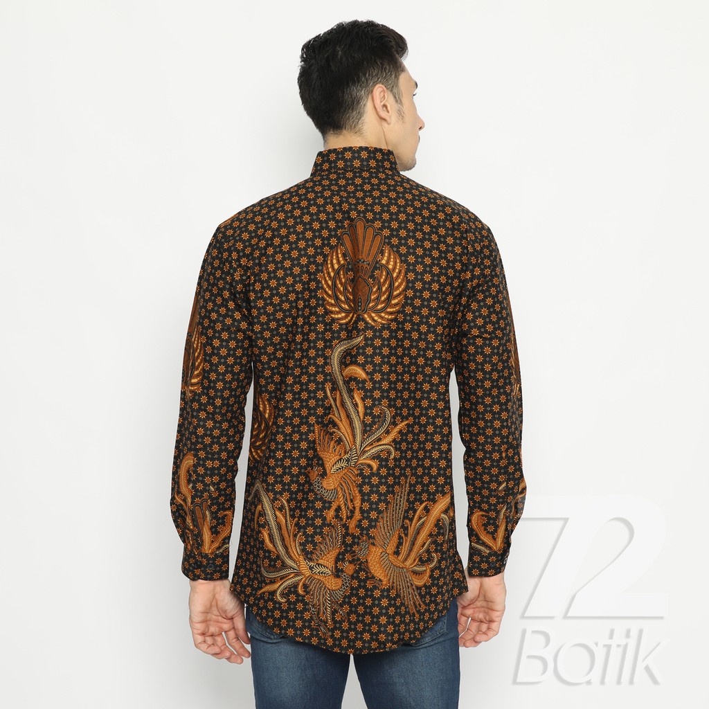 KEMEJA BATIK PRIA Premium Lengan Panjang Lawasan Jogja Solo Sogan Truntum Gurdo Coklat 725614 Cap 72 - Baju Kemeja Atasan Pakaian Setelan Batik Pria Cowok Laki Laki Remaja Keluarga Kantor Lengan Panjang Modern Slimfit Slim Fit Premium Kekinian