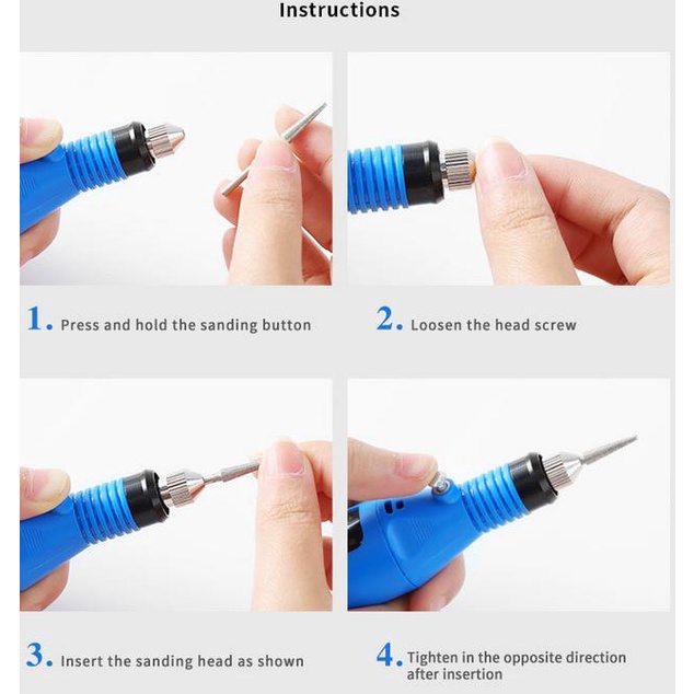 2F4 Bor Mini / Alat Ukir Grafir / Gerinda Liik Mini / Pen Ukir / Pedicure Manicure Machine Set/Mesin