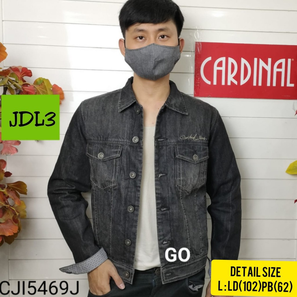 gos L-XL JDL CARDINAL JAKET JEANS Pakaian Pria Outerwear Jaket Denim Berkancing Pria Outdoor