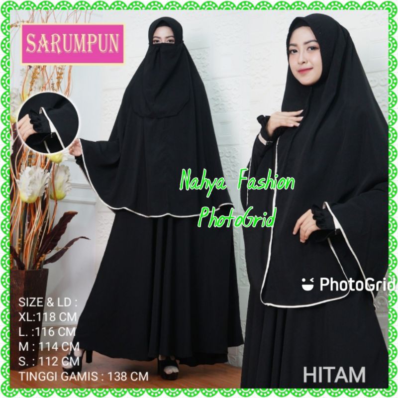 Gamis Syar'i Set Cadar Wolfis Hitam