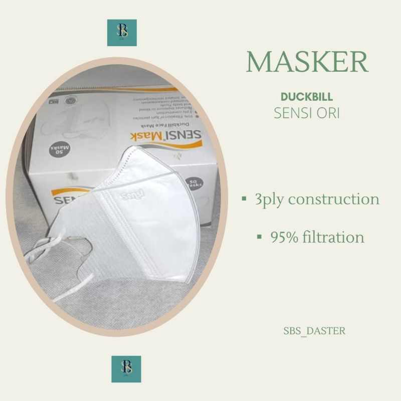 MASKER DUCKBILL SENSI ADA EMBOSNYA, ECERAN, PACKING PLASTIK