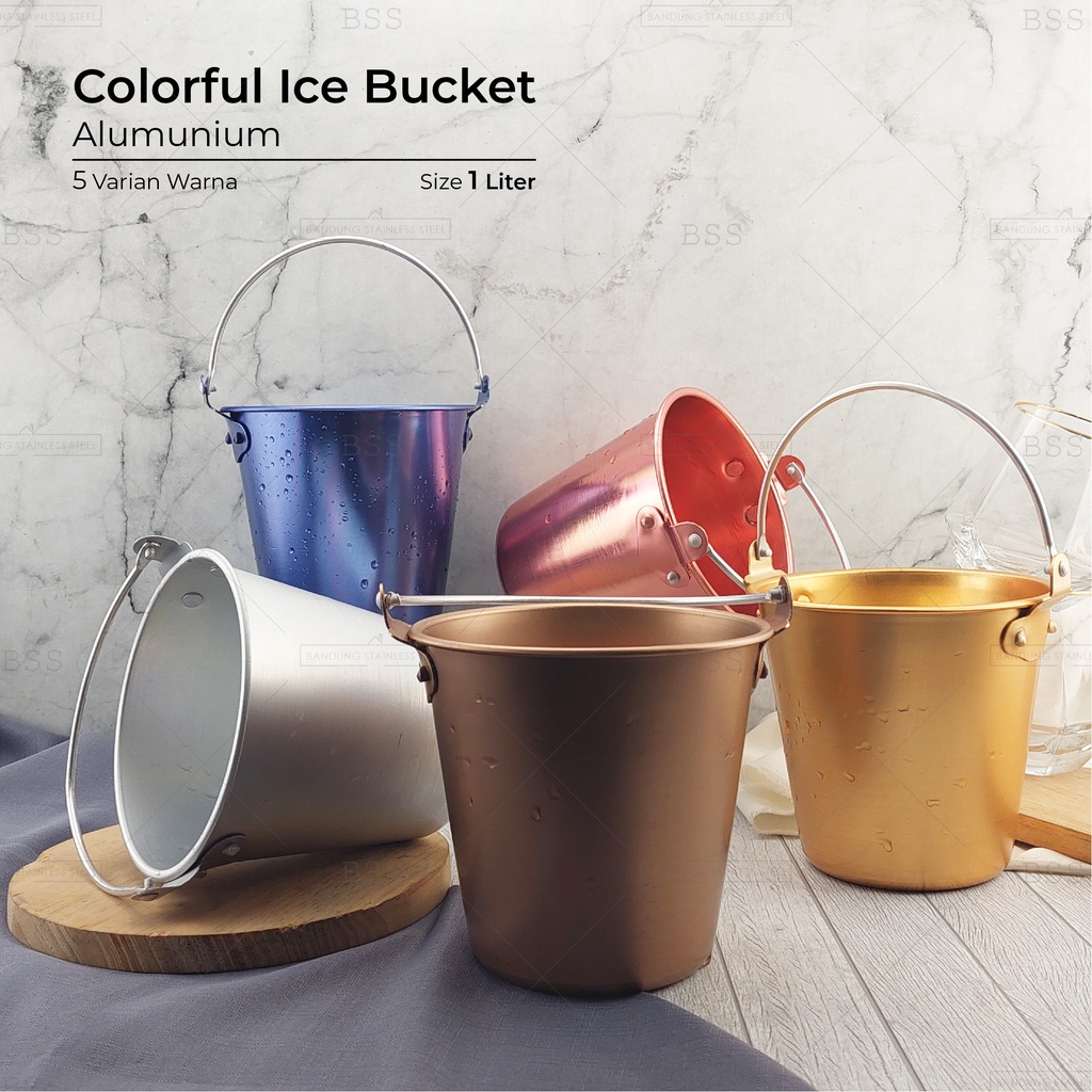 Ice Bucket Aluminium 1L Wadah Ember Es Batu Minuman Dingin Champagne Wine