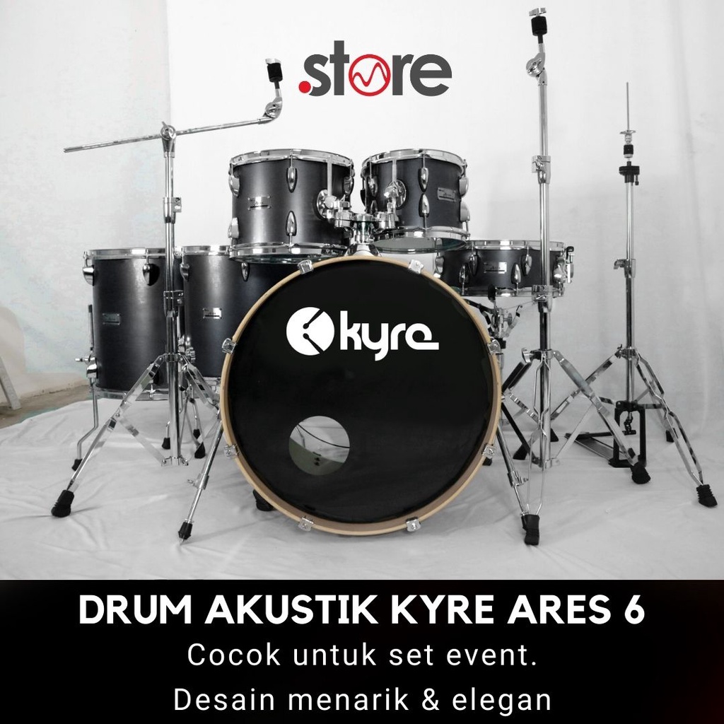 Drum Akustik Kyre Ares 6 - 6 set Bonus Kursi Drum dan Pedal