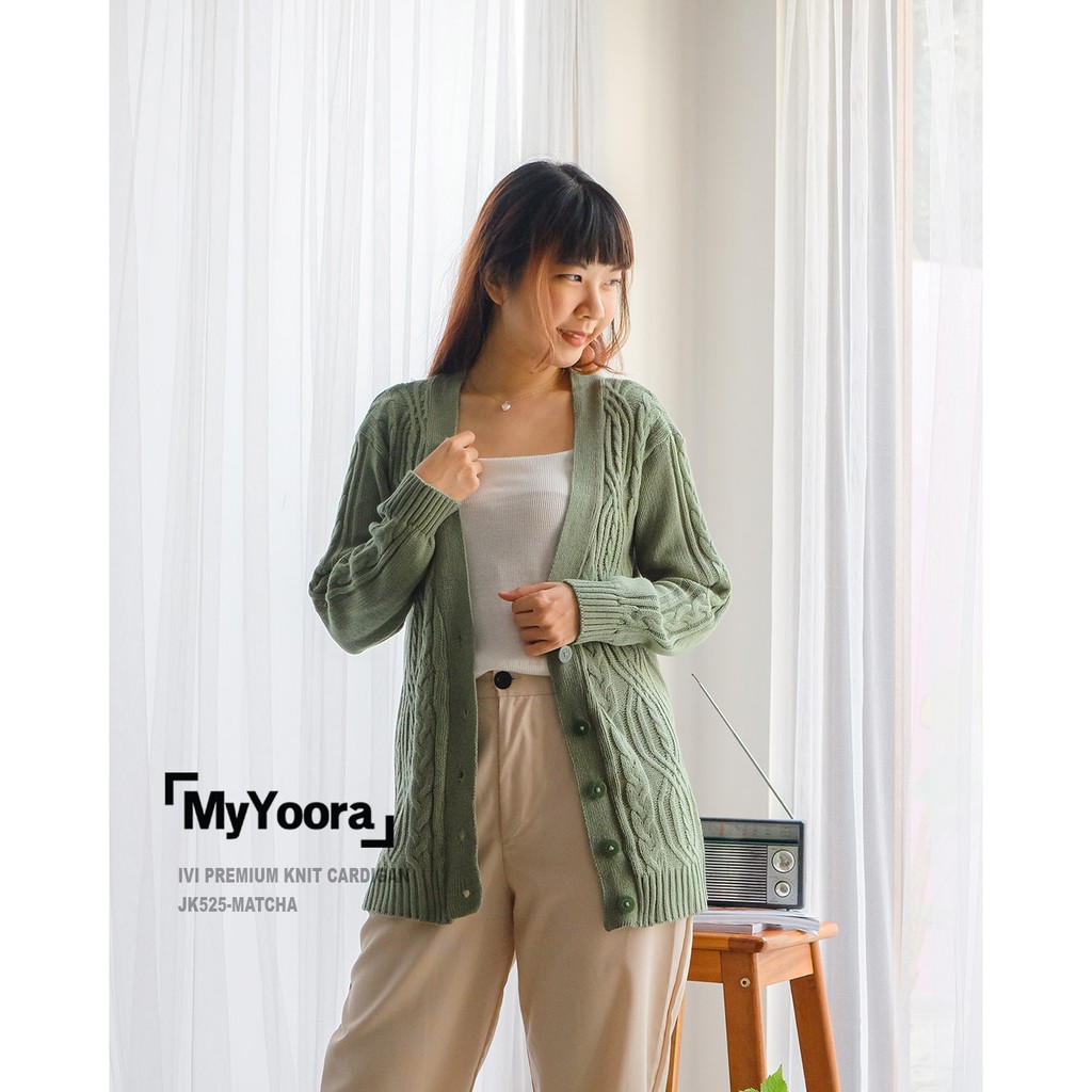MyYoora Premium Knit Basic Cardigan Rajut JK530/JK525 /JK523-Ivi-Matcha