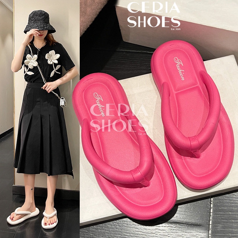 PVC Sandal Jepit Wanita Import Bangkok Bahan Jelly Lentur Empuk Motif Polos Sol Rubber Anti Slip Sendal Slippers Super Soft 8001