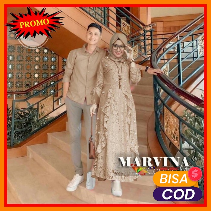 Muslim Wanita Couple Pria Pesta Kondangan Kekinian Kapelan Nikaha HE756 Couple Marvina Maxy Mocca