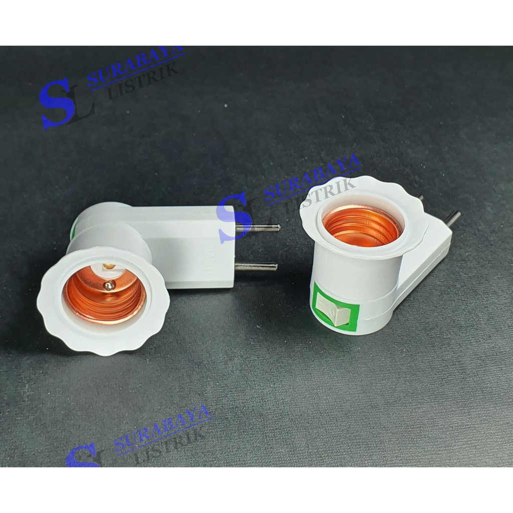 Fitting Colok + Steker Jumbo Warna Putih -Dudukan Lampu E27 - Jiamei