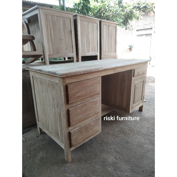 Meja kantor kerja biro guru jati mentahan