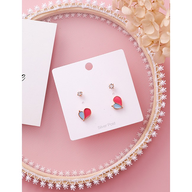 LRC Anting Set Fashion S925 Silver Pin Contrast Color Diamond F56860