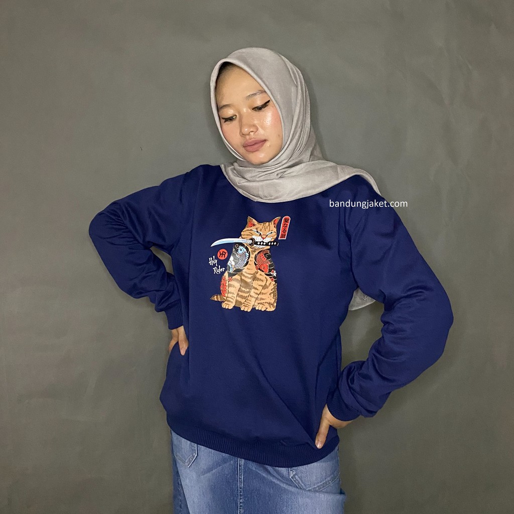 Cat Sweatshirt Holyrider // Sweater Crawneck Pria dan Wanita