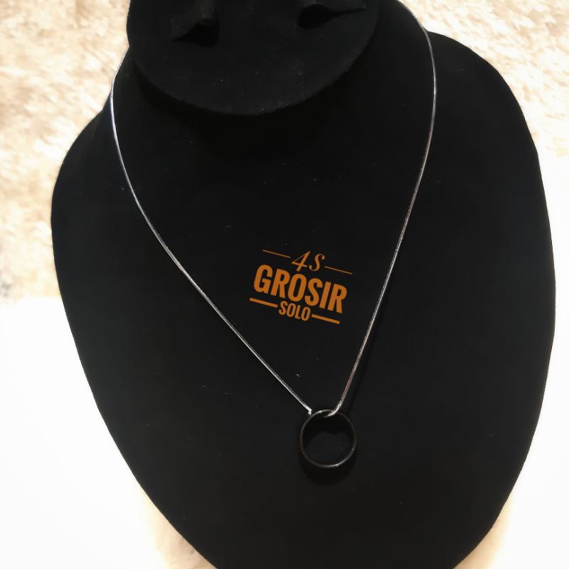 4S GROSIR SOLO || Kalung Silver Unisex Dengan Liontin Cincin Titanium | ANTI KARAT &amp; LUNTUR | Kalung Silver bahan Rhodium Anti Karat &amp; Luntur | Cincin Titanium Anti Karat &amp; Luntur | Kalung Pria dan Wanita Model Simple | Kalung &amp; liontin cincin Awet